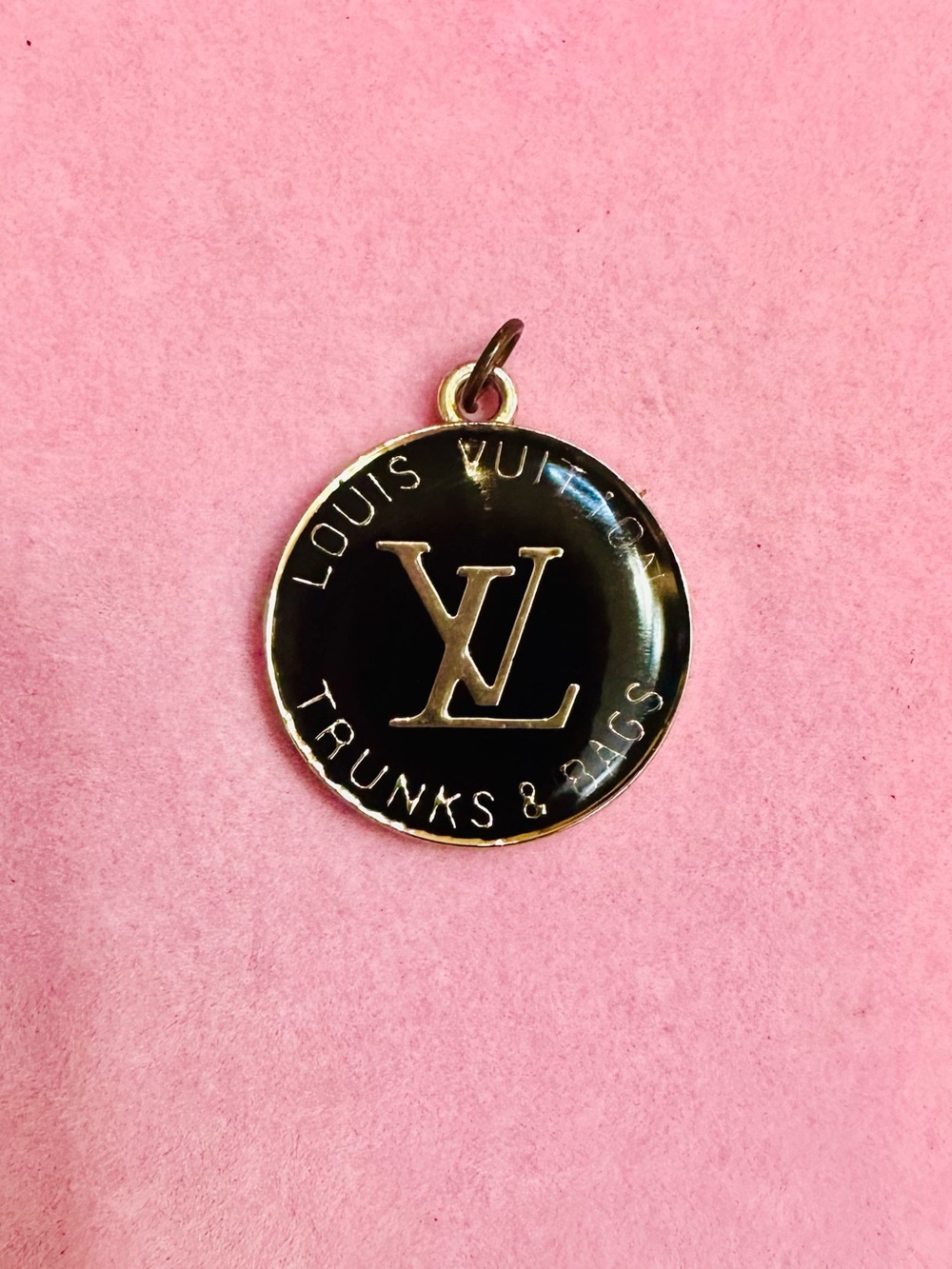 Louis Vuitton Trunks & Bags Black Enamel Gold Tone Charm Pendant